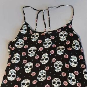 Sugar skull strappy back tank top